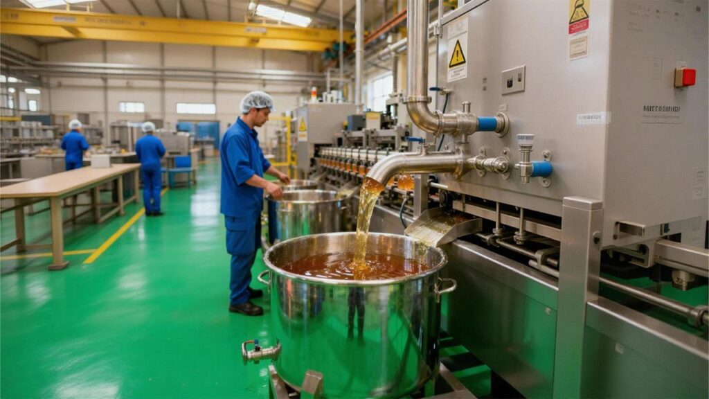 Syrup production at the Dian Wang Yi factory in Yunnan